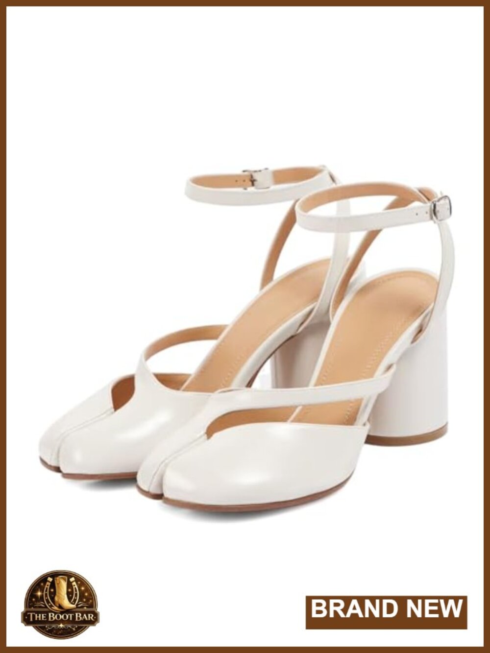 Women's Chunky Block Heel Split Toe Tabi Pumps Ankle Strap PU Slingback